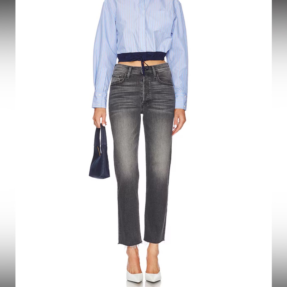 MOTHER The Tomcat Ankle Fray Jean in Wanted Sz 27 High Rise Straight Leg Raw Hem